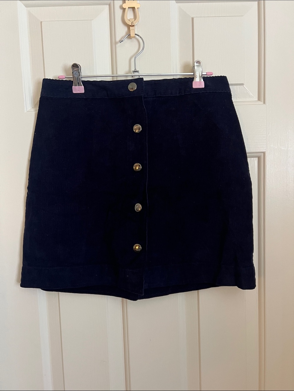 Old Navy Black Button-Front Corduroy Mini Skirt